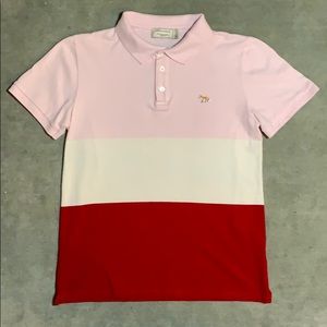 Maison Kitsune knit polo, color block, small
